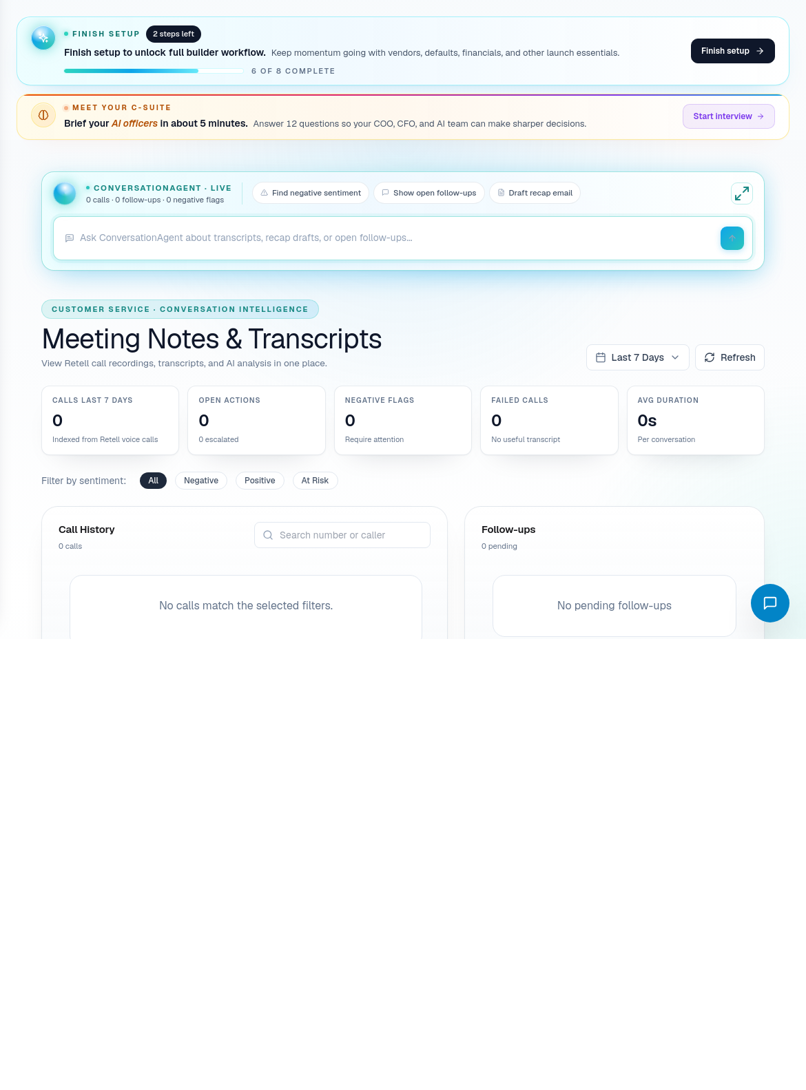 Meeting notes page showing recorded discussion and follow-up context
