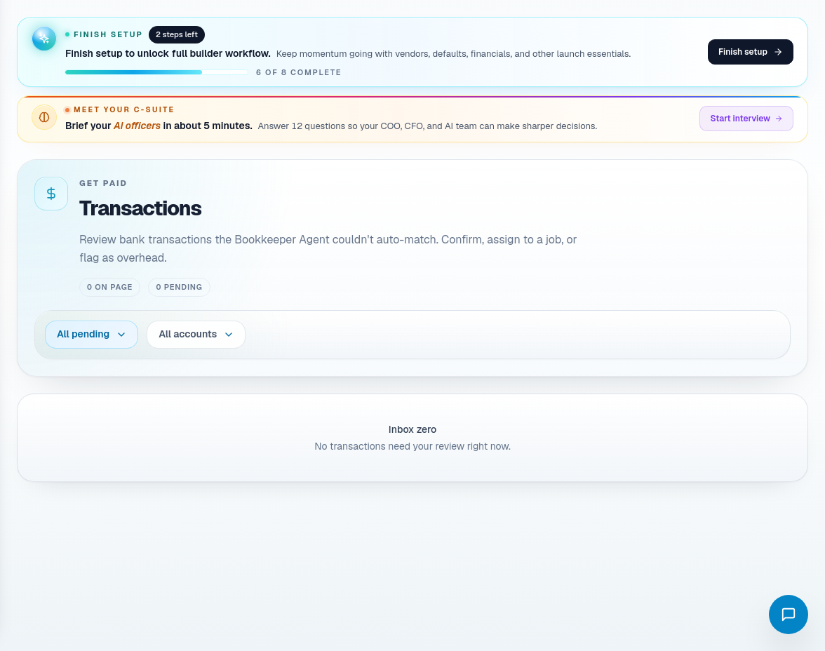 Transactions page for AR and AP activity